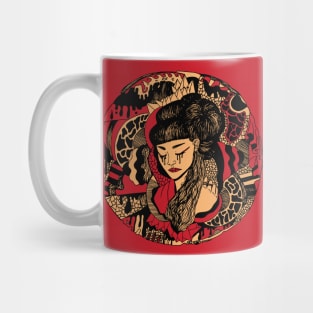 Red and Cream Circle of The Geisha Mug